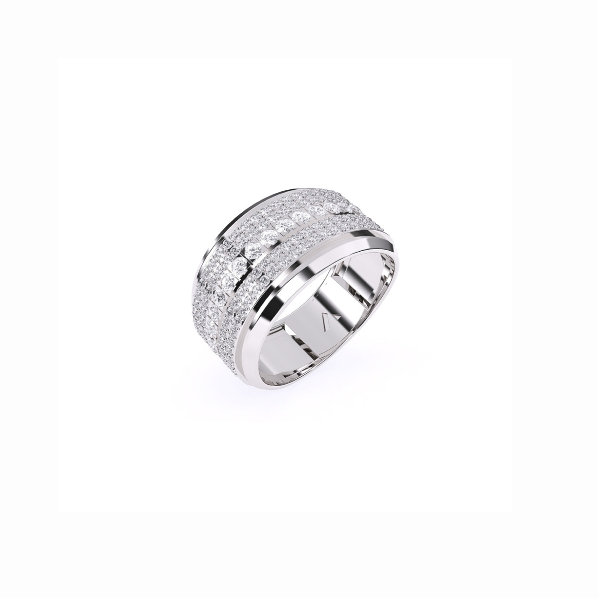Luxurious Round Diamond Thick Wedding Band